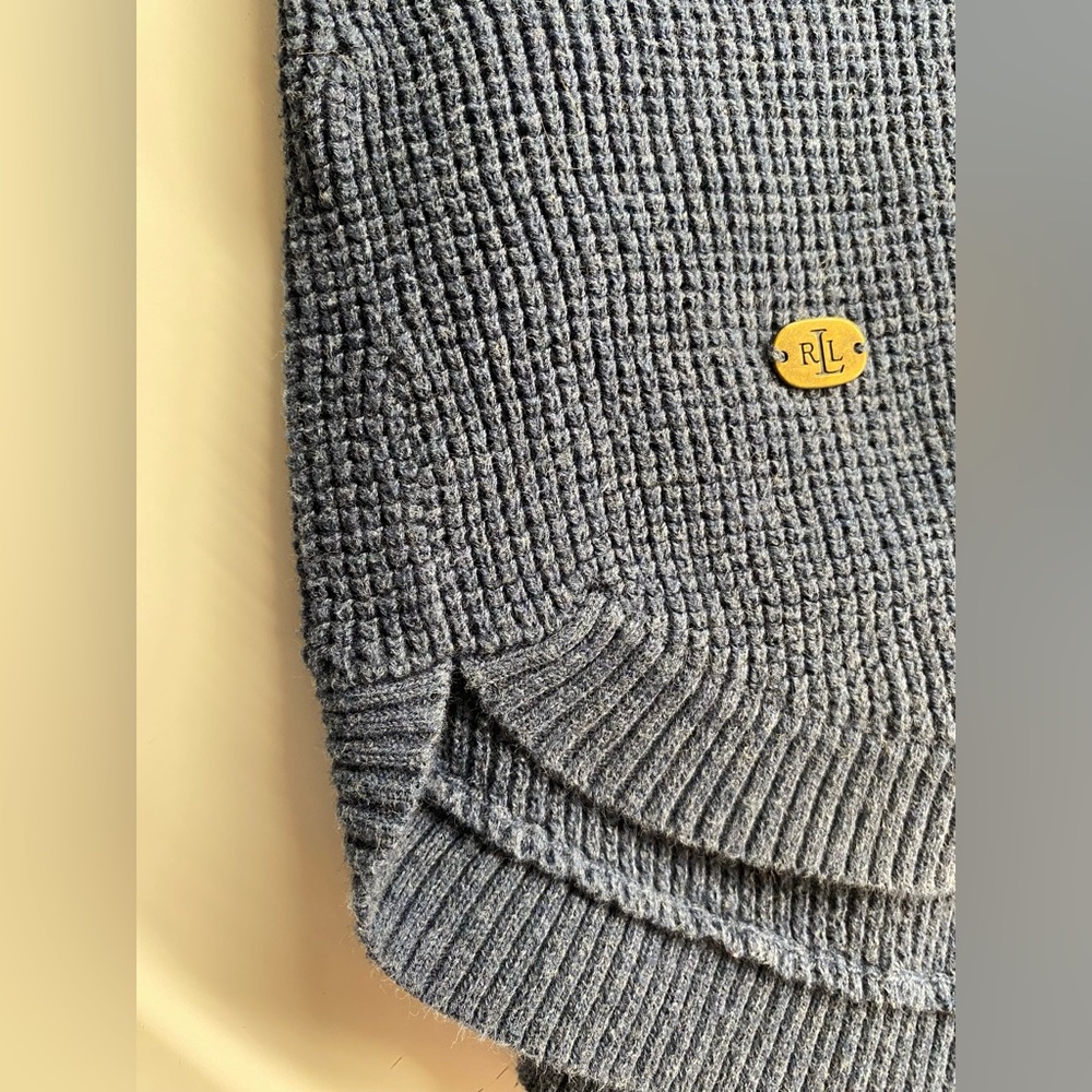 Lauren Ralph Lauren 100% Cotton Blue Sweater with Tube Neck and Ties - Large/L C - Picture 4 of 7